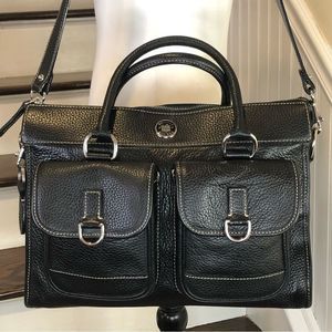 DOONEY BOURKE Tumbled Black Leather Top Handle Satchel Laptop Shoulder Bag